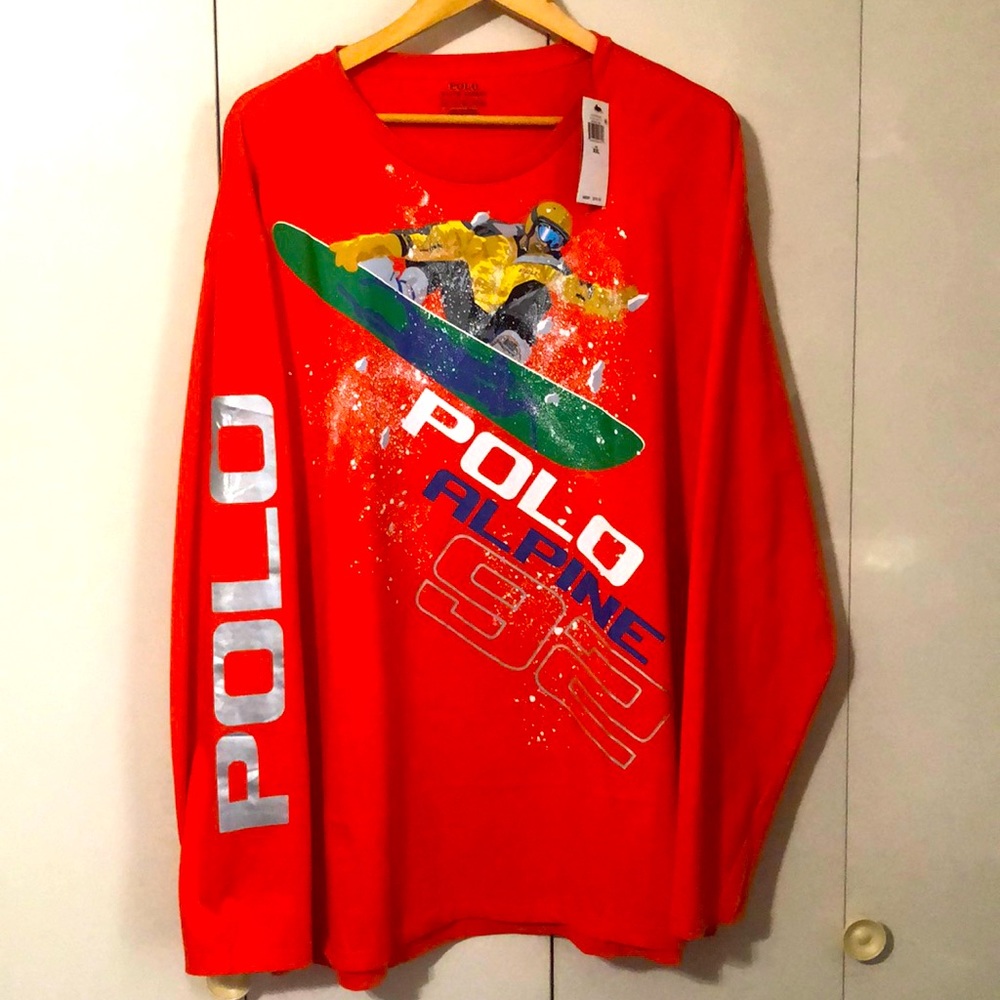 💯🔥NWT POLO Long Sleeve Orange shirt XXL